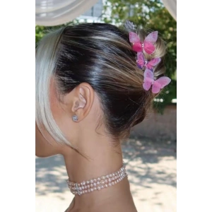 Pembe Renk Kelebek Figürlü Saç Küpesi