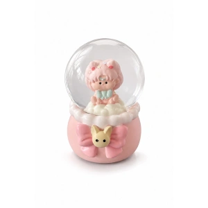 Pembe Renk Kız Figürlü Işıklı Mini Kar Küresi