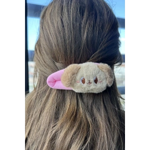 Pembe Renk Köpek Figürlü Yan Toka