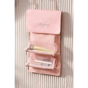 Pembe Renk Kozmetik Kişisel Bakım Rulo Haline Gelen Çanta