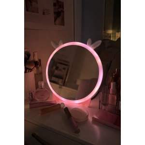 Pembe Renk Kulak Detaylı Işıklı Masa Aynası