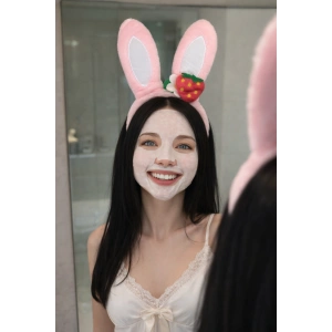 Pembe Renk Kulak Figürlü Çilek Detaylı Peluş Taç