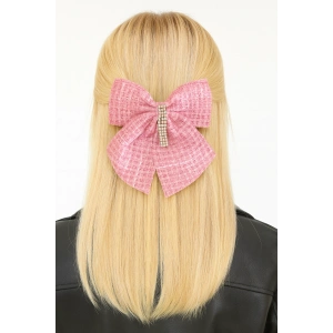 Pembe Renk Kurdele Figürlü Taş Detaylı Otomat Toka