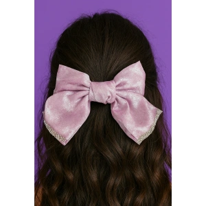 Pembe Renk Kurdele Figürlü Taş Detaylı Otomat Toka