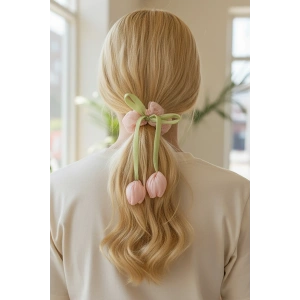 Pembe Renk Lale Figürlü Simit Toka