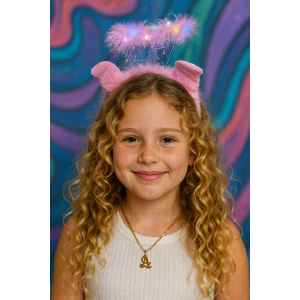 Pembe Renk Melek Figürlü Işıklı Taç