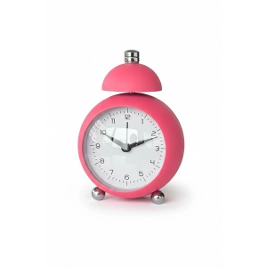 Pembe Renk Mini Dekoratif Alarmlı Yuvarlak Masa Saati