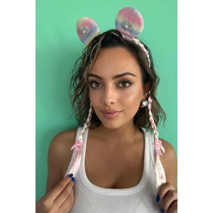 Pembe Renk Örgü Detaylı Kulaklı Çocuk Taç