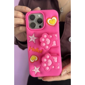 Pembe Renk Pati Figürlü 15 Pro Max Telefon Kılıfı