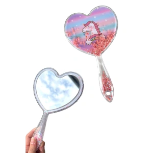 Pembe Renk Pul Detaylı Unicorn Figürlü El Aynası