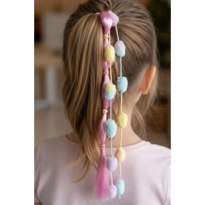 Pembe Renk Saç Detaylı Lastik Toka