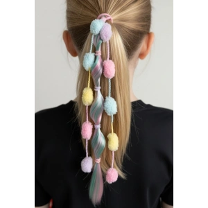 Pembe Renk Saç Detaylı Lastik Toka