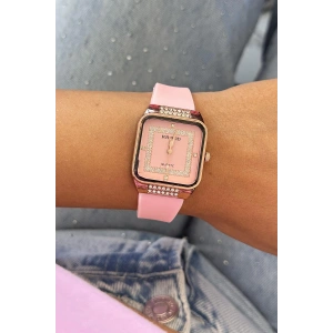 Pembe Renk Silikon Kordonlu Kadın Saat