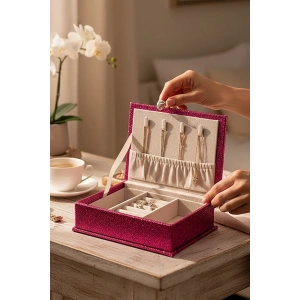 Pembe Renk Sim Detaylı Takı Kutusu