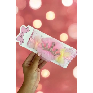 Pembe Renk Taç Figürlü Çocuk Saç Bandı