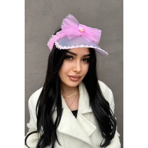 Pembe Renk Taçlı Vizör Şapka