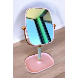 Pembe Renk Takı Standlı Dönebilen Masa Aynası