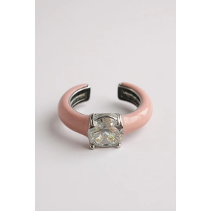 Pembe Renk Taş Detaylı 14K Altın Kaplama TX Ear Cuff (Tek)