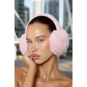 Pembe Renk Taş Detaylı Peluş Kulaklık