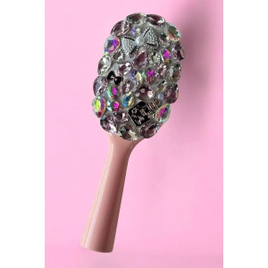 Pembe Renk Taş Ve İnci Detaylı Saç Tarama Fırçası/ Tarak