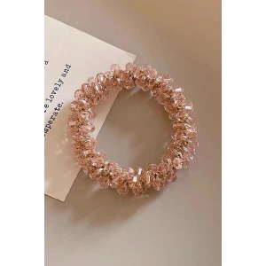 Pembe Renk Taşlı Lastik Toka