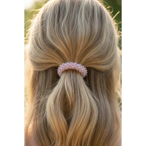 Pembe Renk Taşlı Lastik Toka