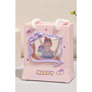 Pembe Renk Tavşan Figürlü Askı Detaylı Müziklı Işıklı Kar Küresi