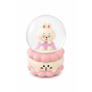 Pembe Renk Tavşan Figürlü Küçük Boy Işıklı Kar Küresi