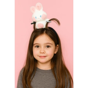 Pembe Renk Tavşan Figürlü Perçem Tokası Detaylı Taç