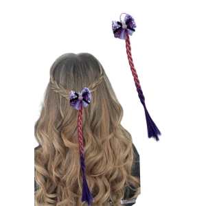 Pembe Renk Tavşan Figürlü Saç Detaylı Lastik Toka