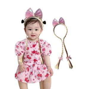 Pembe Renk Tavşan Figürlü Saç Detaylı Taç