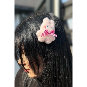 Pembe Renk Tavşan Figürlü Yan Toka