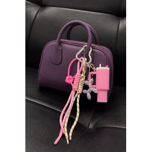 Pembe Renk Termos Detaylı Çanta Charm/ Anahtarlık