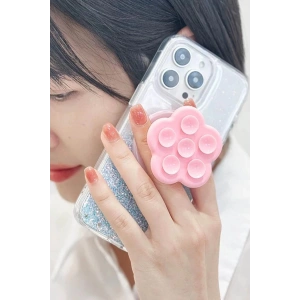 Pembe Renk Vantuzlu Beşgen Telefon Tutucu