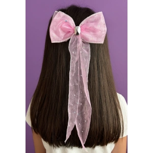 Pembe Renk Yıldız Detaylı Taşlı Kurdele Otomat Toka