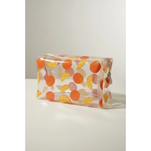Portakal Figürlü Şeffaf Makyaj Çantası