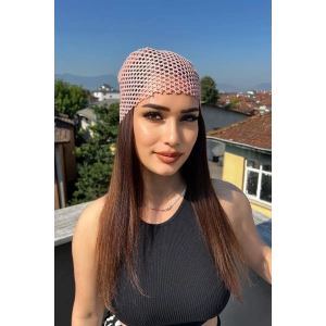 Pudra Pembe Renk Simli Fular