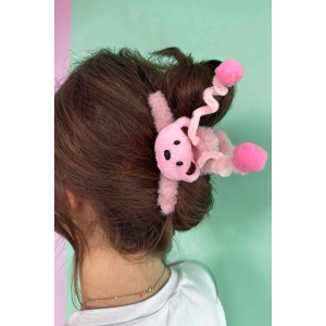 Pudra Renk Ayıcık Figürlü Peluş Mandal Toka