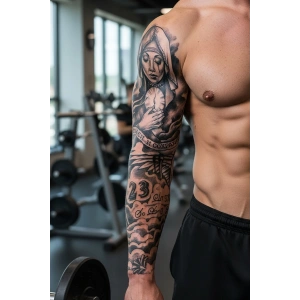 Rahibe Figürlü 12 Saat Sonra Kararan Geçici Kol Dövme Tattoo