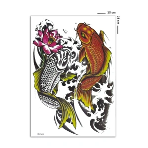Renkli Koi Balığı Geçici Dövme Tattoo