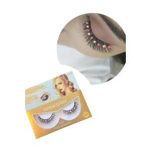 Renkli Taş Detaylı 5D Volüm İpek Takma Kirpik