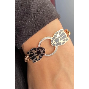 Rose Renk Kaplan Figürlü Çelik Bileklik