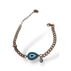 Rose Renk Nazar Boncuğu Figürlü Çelik Bileklik