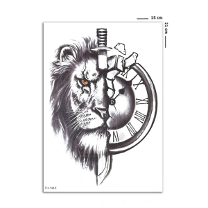 Saat ve Aslan Geçici Dövme Tattoo