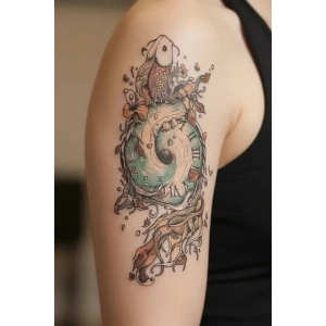 Saat ve Balık Geçici Dövme Tattoo