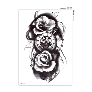 Saat ve Gül Geçici Dövme Tattoo