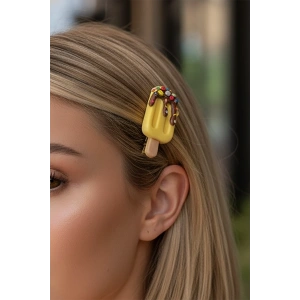 Sarı Renk Dondurma Figürlü Yan Toka