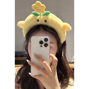 Sarı Renk Dönen Çiçek Detaylı Peluş Taç