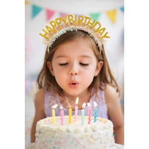 Sarı Renk Happy Birthday Yazılı Taç