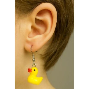 Sarı Renk Ördek Figürlü Çocuk Küpe (Çift)